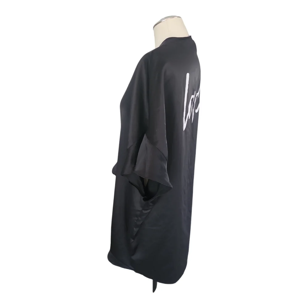 Victoria's Secret Elegant Black Robe Sexy Valentine Satin RuffleTie Robe Love - Picture 5 of 7